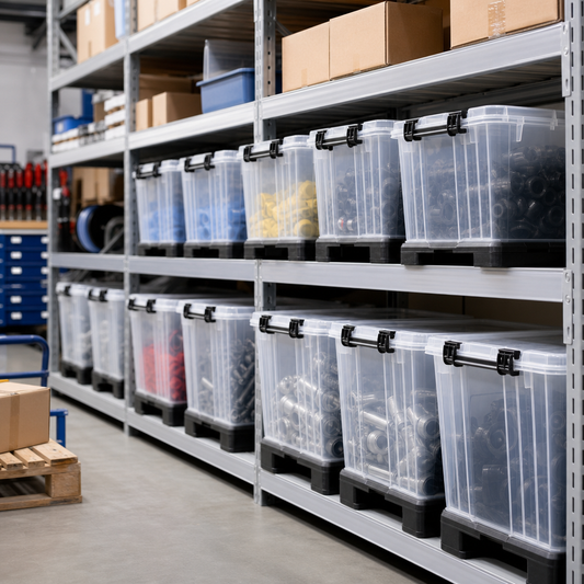 64 Litre Clear Clip Lock Storage Box with Pallet Base
