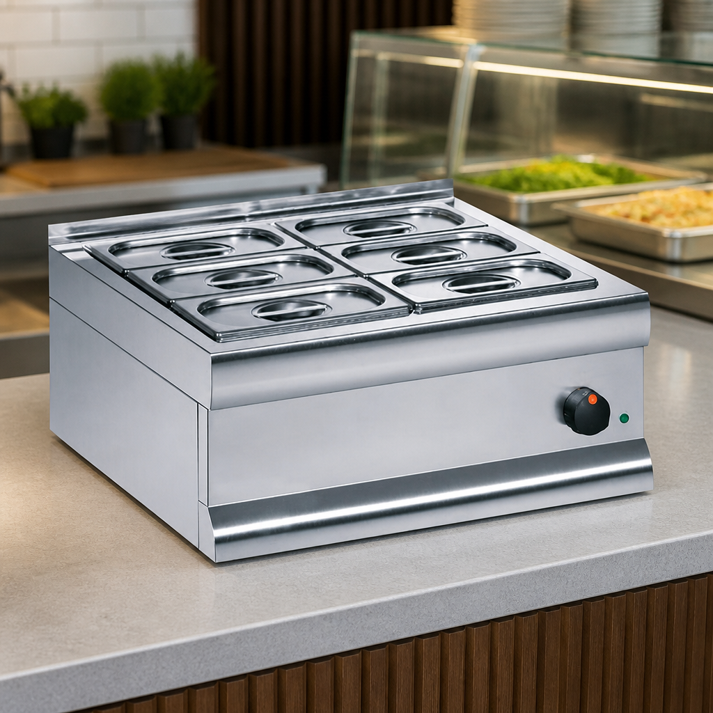 Commercial Bain Marie 6x GN 1/4 Pans Countertop Heated Unit