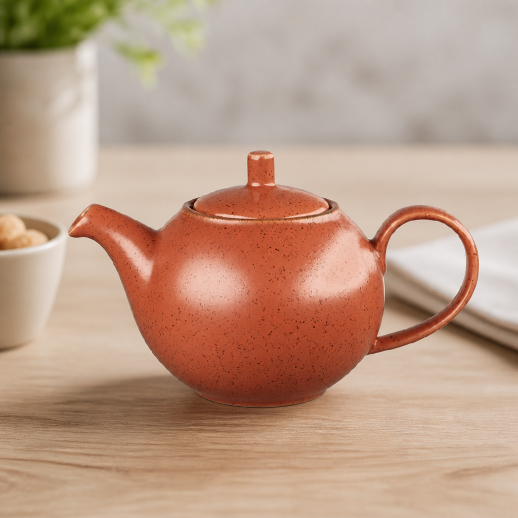 Commercial Teapot 426ml Vitrified Ceramic Rustic Orange