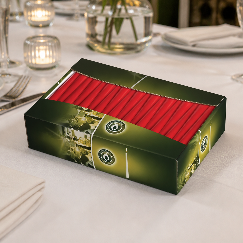 Commercial Tapered Red Candles 10" - 100 Pack for Dining
