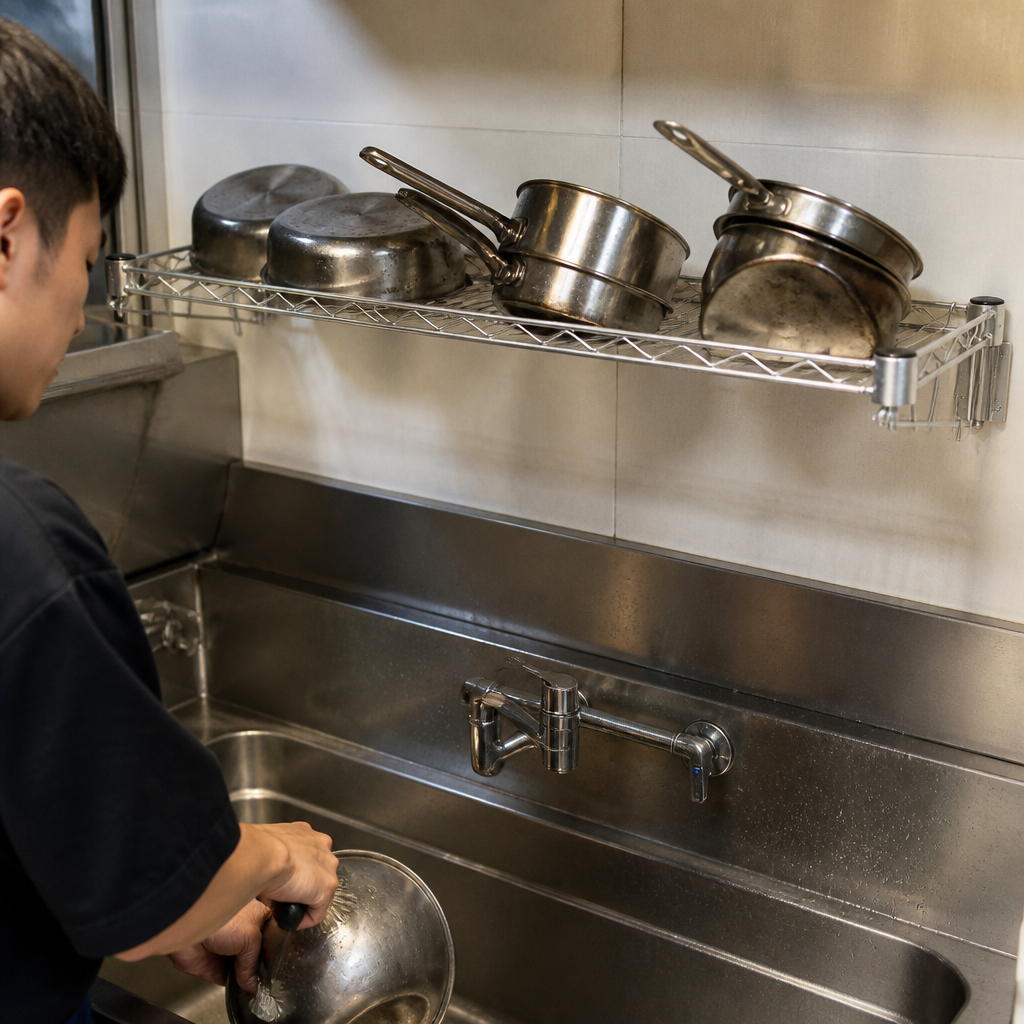 Commercial Metal Wire Wall Shelf 910mm for kitchen storage