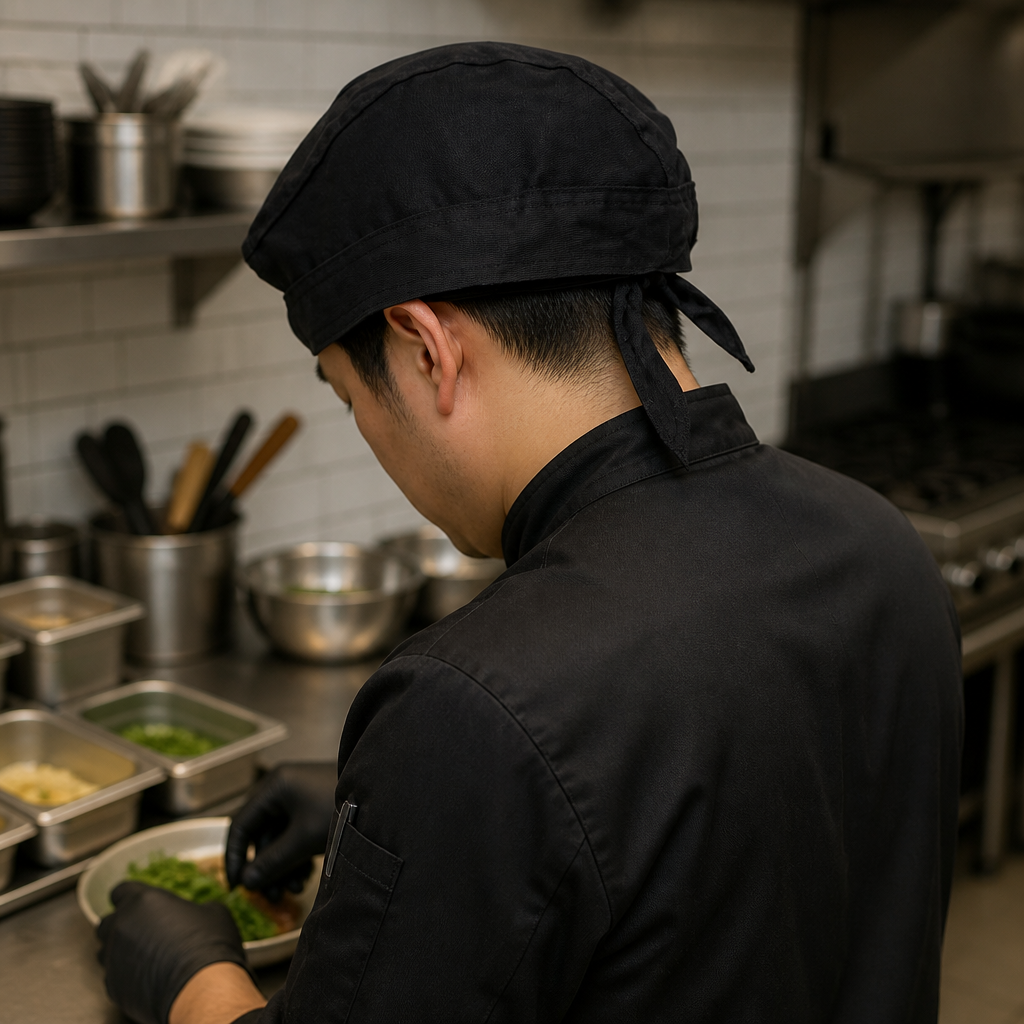 Commercial Adjustable Headwrap Black for Catering Staff