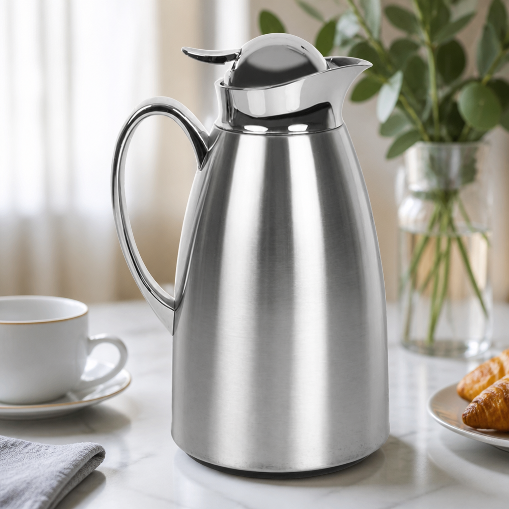 1Ltr Commercial Vacuum Insulated Jug with Push Lever Top
