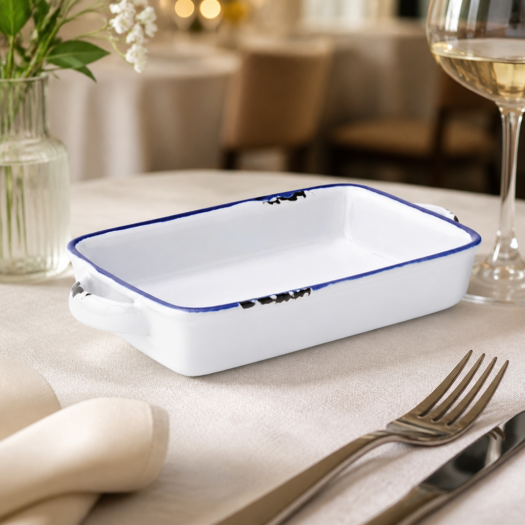 Commercial Roasting And Gratin Dishes 175mm Blue Stripe