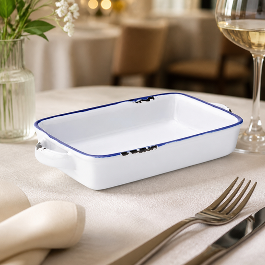 Commercial Roasting And Gratin Dishes 175mm Blue Stripe