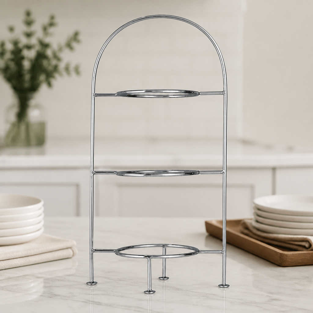 3-Tier Commercial Cake Stand Chrome Finish 275mm (2 Pack)