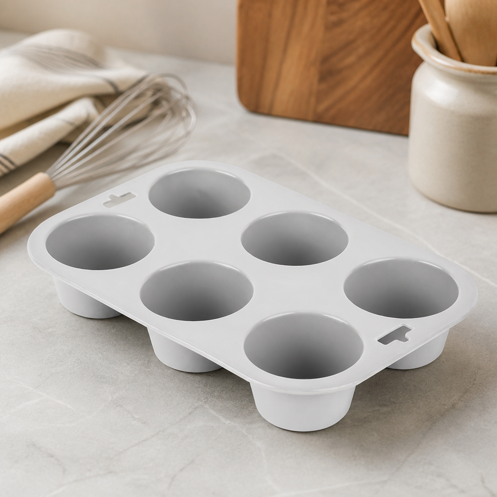 Commercial Silicone Muffin Pan 6 Cup Flexible Mould
