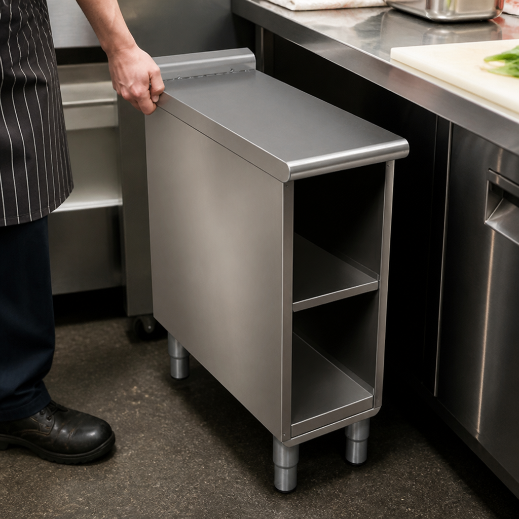 Stainless steel commercial undercounter storage cabinet 890mm