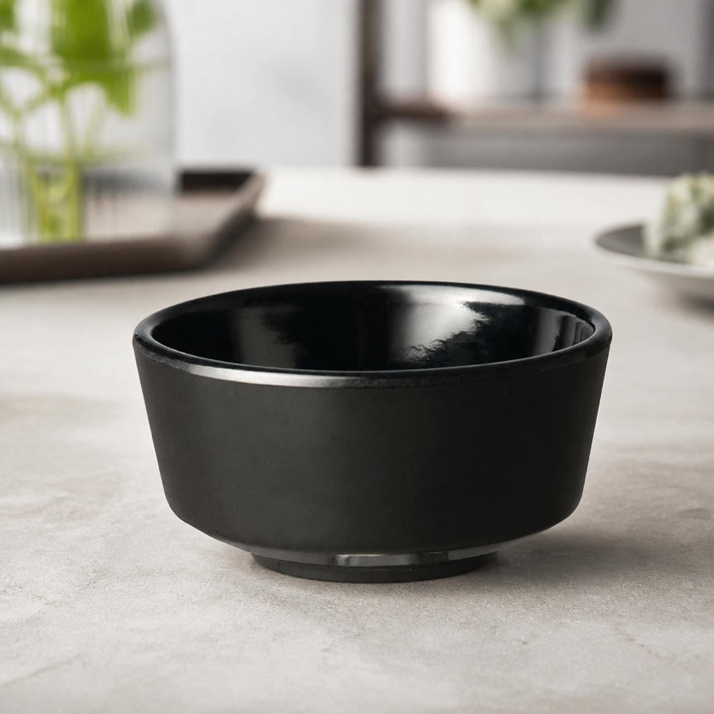 Commercial Melamine Black Round Bowl 50ml Floating Design