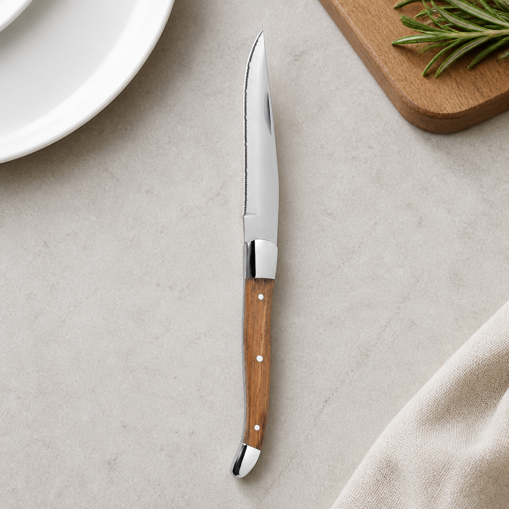 Commercial Steak Knives Set of 6 with Pakka Wood Handles