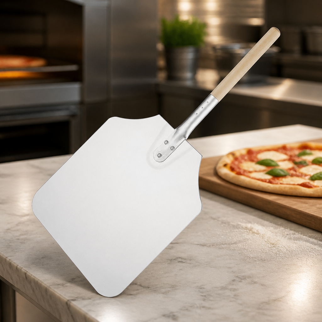 Commercial Aluminium Pizza Peel with Wood Handle 31x36cm