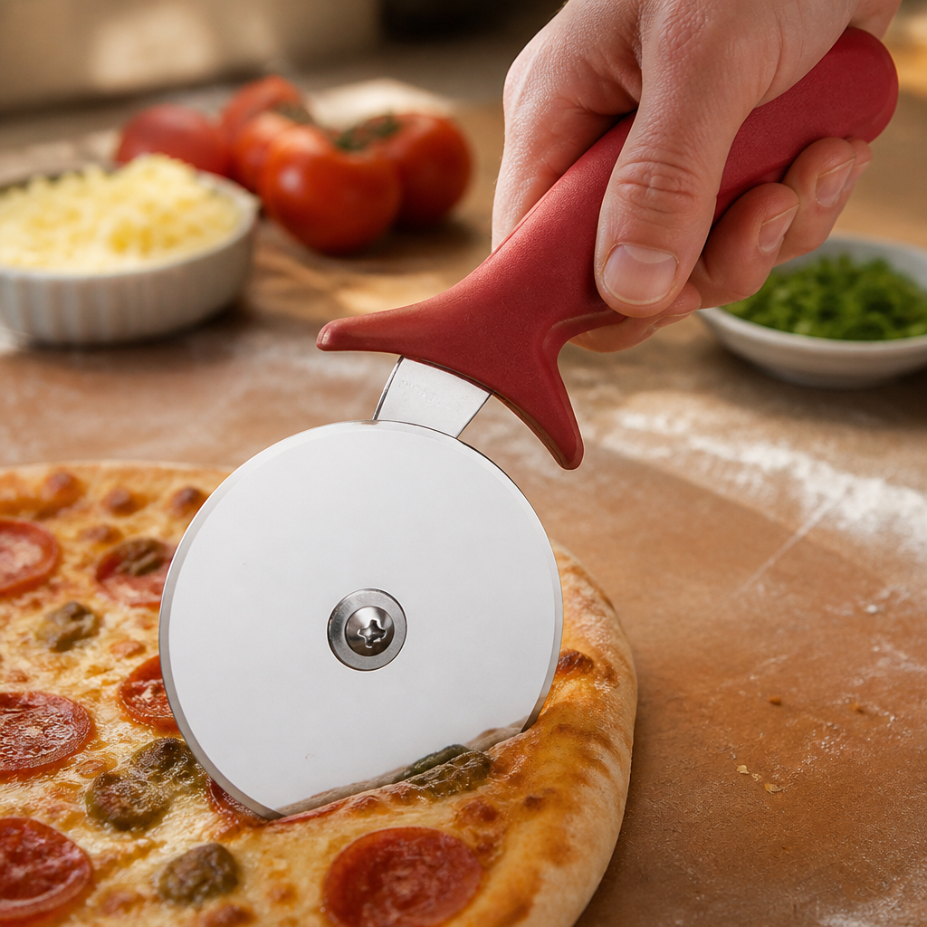 Commercial 4" pizza wheel cutter with ergonomic handle