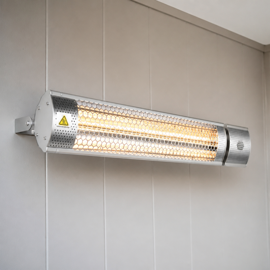 2kW Wall Mounted Commercial Patio Heater in silver