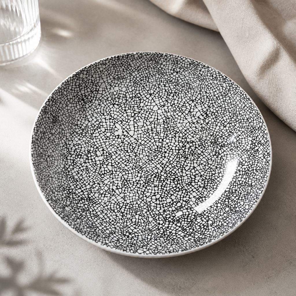 Commercial Coupe Bowls 205mm Black Crackle Design 12 Pack