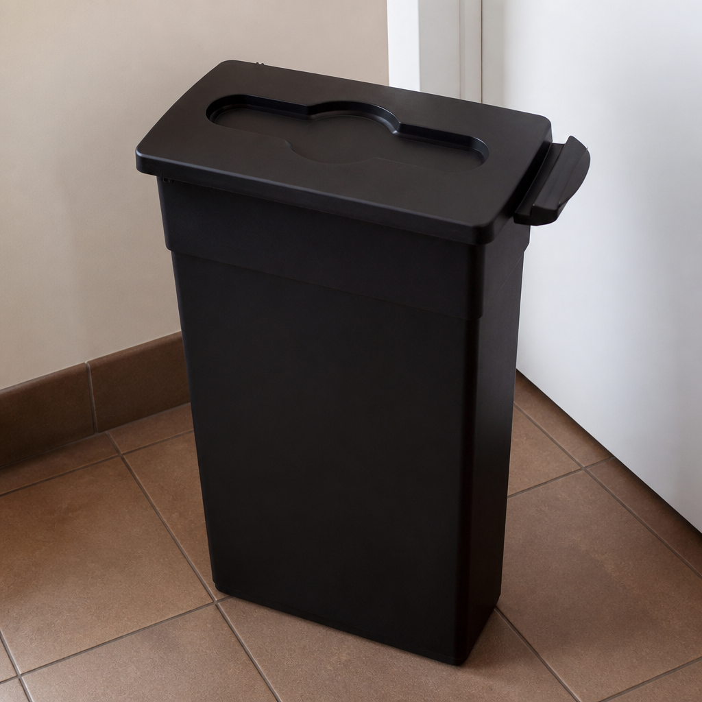 Commercial Closed Lid Black Waste Recycling Station