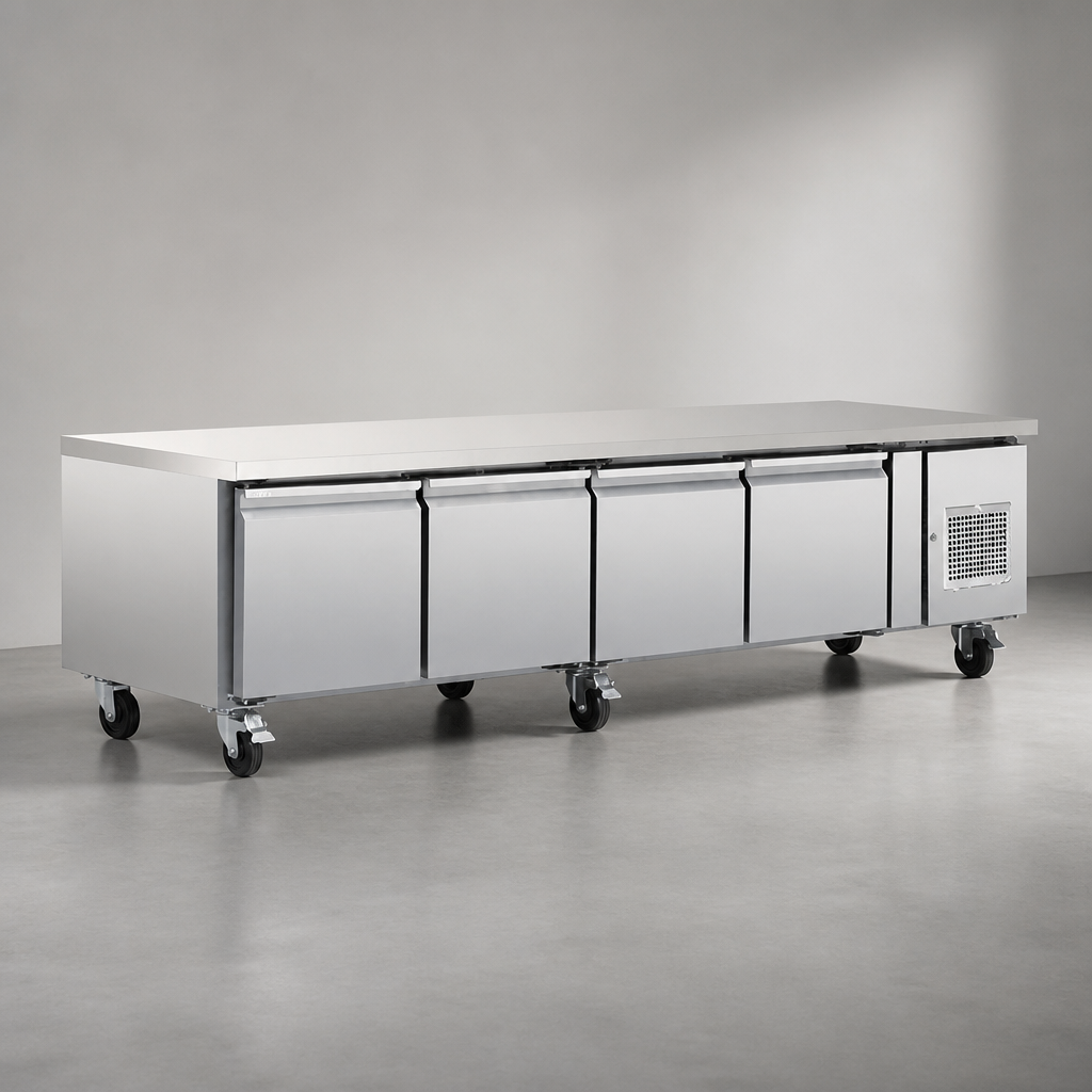 Commercial Four Door Chef Base Counter Fridge 600L Capacity
