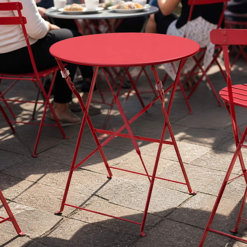 Commercial Outdoor Round Table 600mm Red Pavement Style