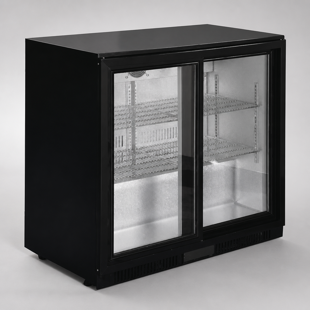 Commercial Back Bar Cooler 198Ltr Sliding Doors Beer Fridge