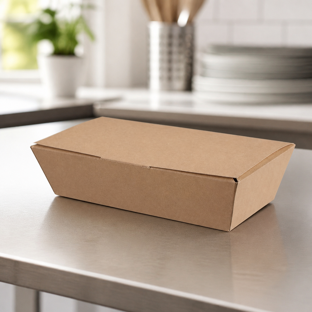 Compostable Kraft Food Boxes 250mm Takeaway Containers 150 Pack
