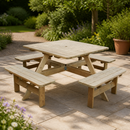 Commercial Wooden Picnic Table 6.5ft with Parasol Hole