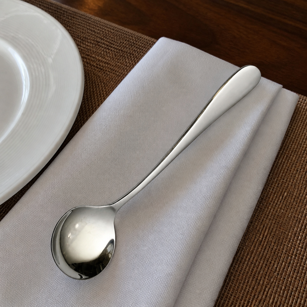 Commercial English Soup Spoons 12 Pack in stainless steel