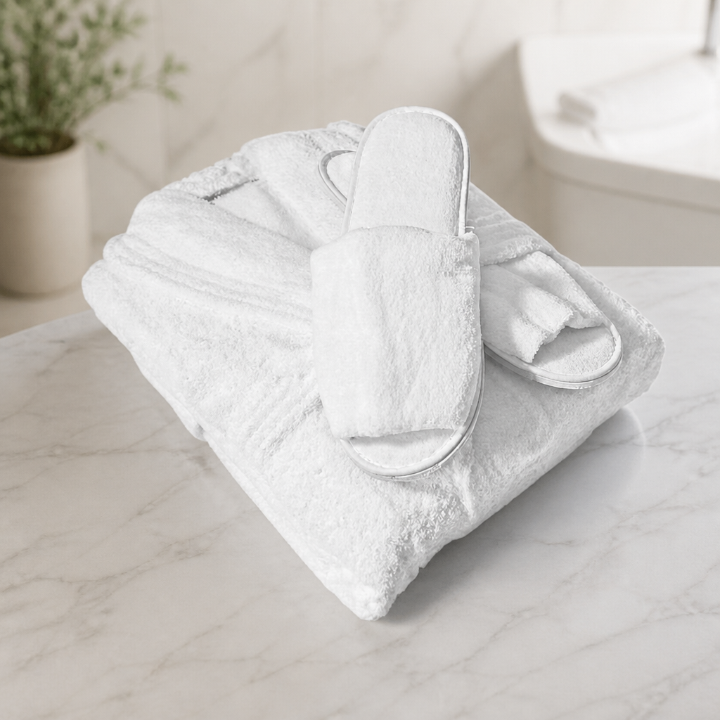 Large Cotton Spa Robe and Slipper Set for Commercial Use