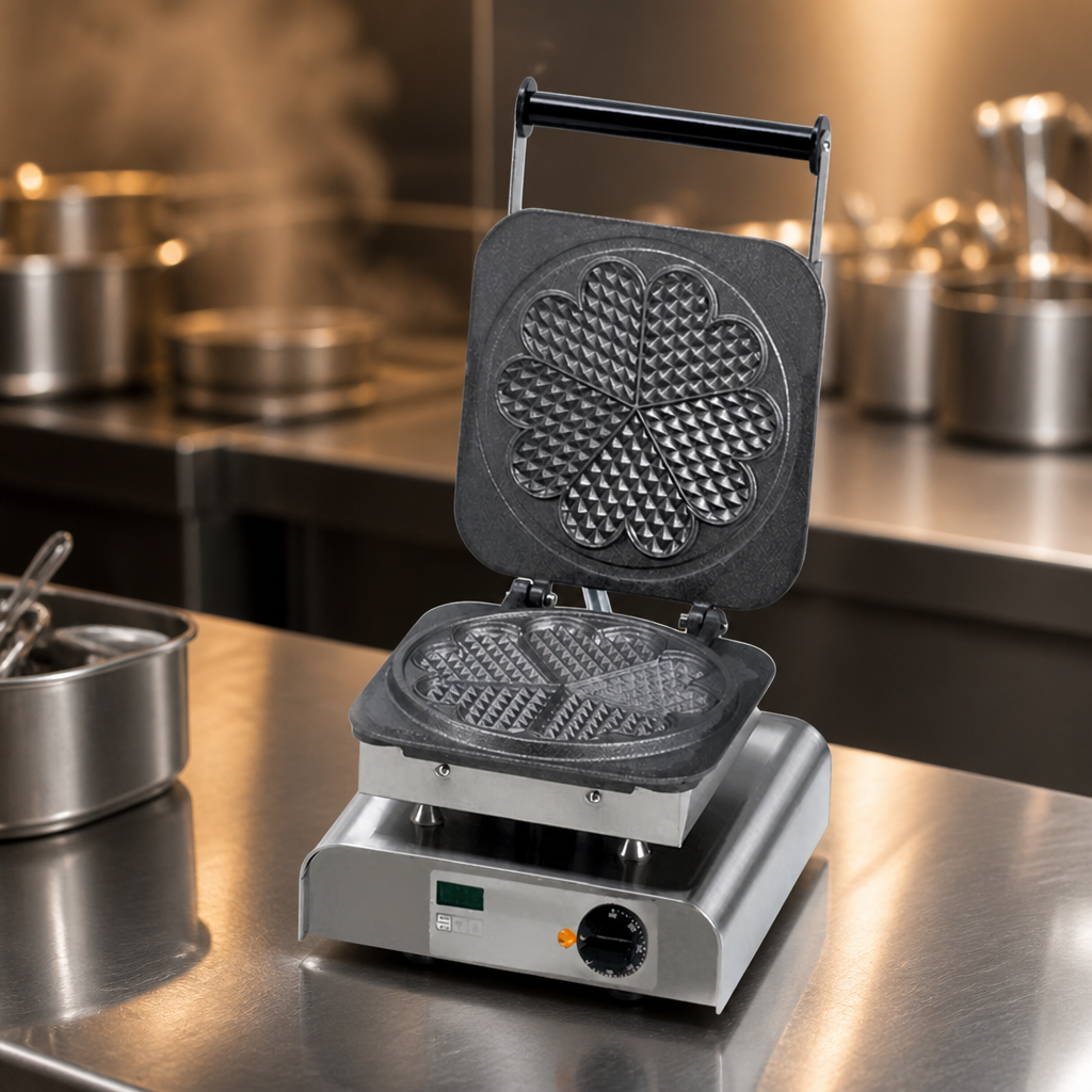 Commercial Heart Waffle Maker with countdown timer