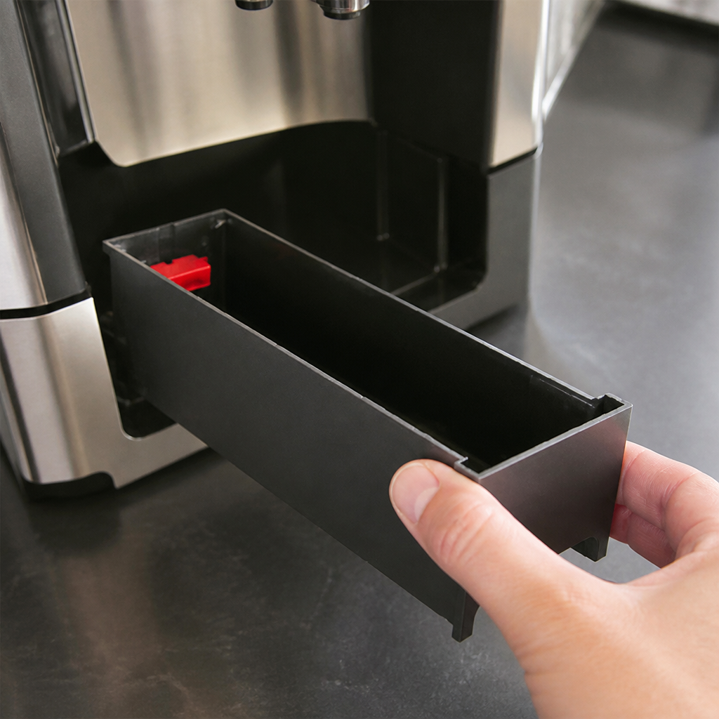 Commercial waste water tank assembly for coffee machines