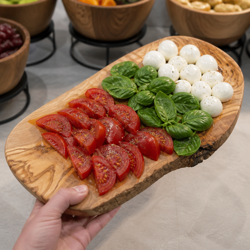 Commercial Olive Wood Oval Platters 400mm - 6 Pack