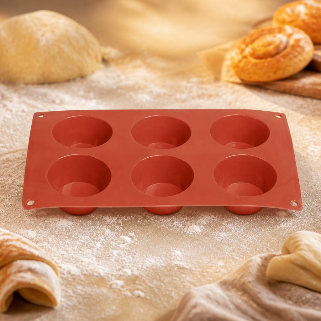 Commercial Silicone Round Mould 6 Cup for baking and freezing
