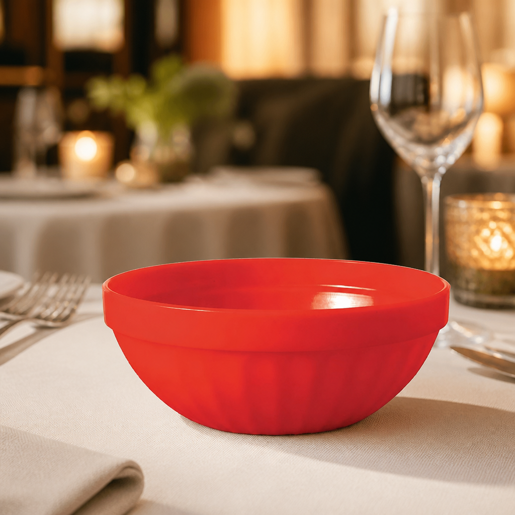 Commercial Polypropylene Salad Bowls Red 103mm 12 Pack