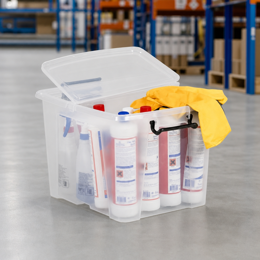 65L Heavy Duty Clear Plastic Storage Boxes Pack of 2