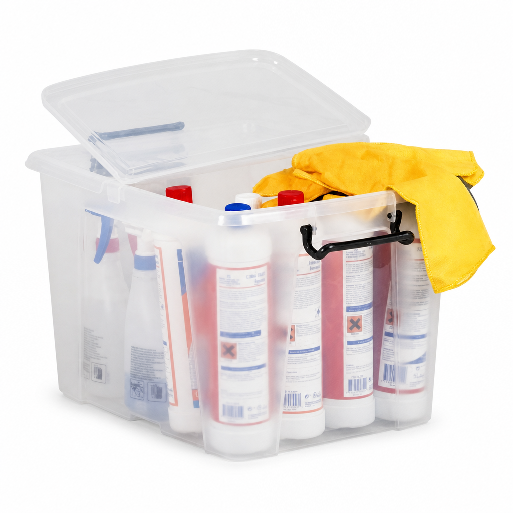 65L Heavy Duty Clear Plastic Storage Boxes Pack of 2