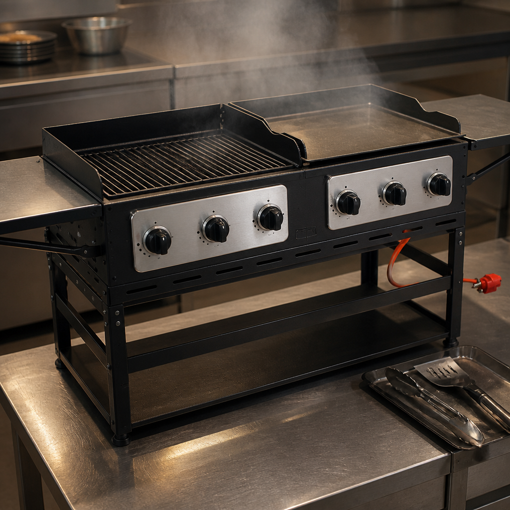 Commercial 6 Burner Combi BBQ Grill and Griddle 17.5kW