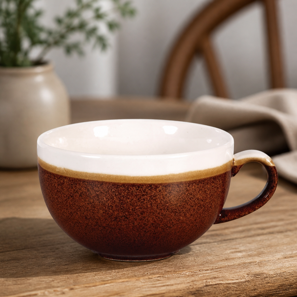 Commercial Cappuccino Cups 340ml Cinnamon Brown 12 Pack
