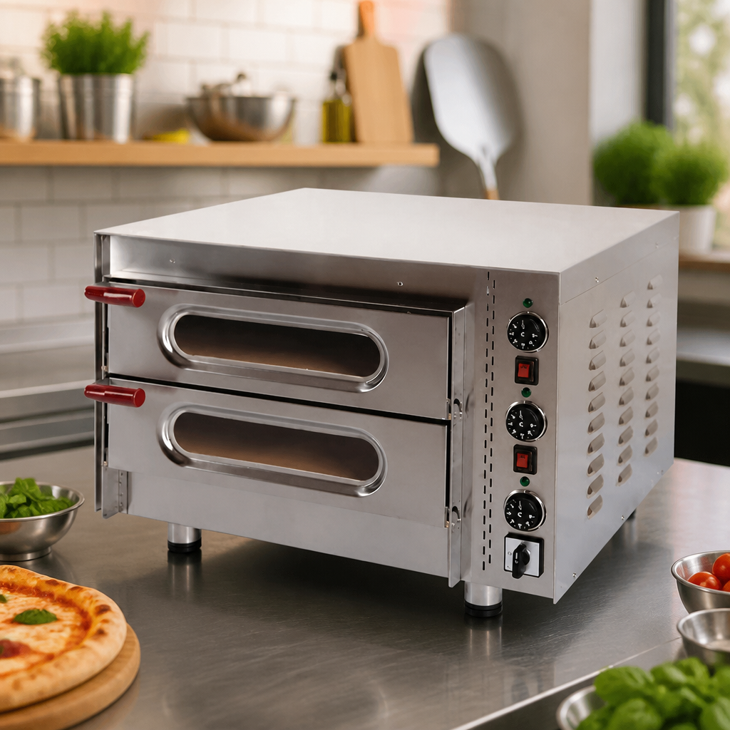 Commercial Twin Deck Pizza Oven 8 Pizza Capacity 4.5kW