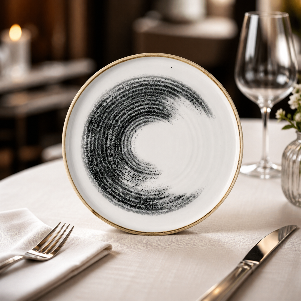 Commercial Walled Plates 260mm Black - 6 Pack Eco Glaze