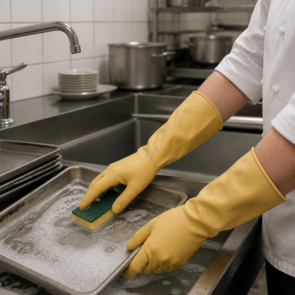 Heavy Duty Latex Cleaning Gloves 600mm Size 8 Pair