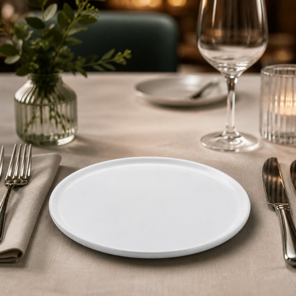Commercial Whiteware Flat Round Plates 210mm - 6 Pack