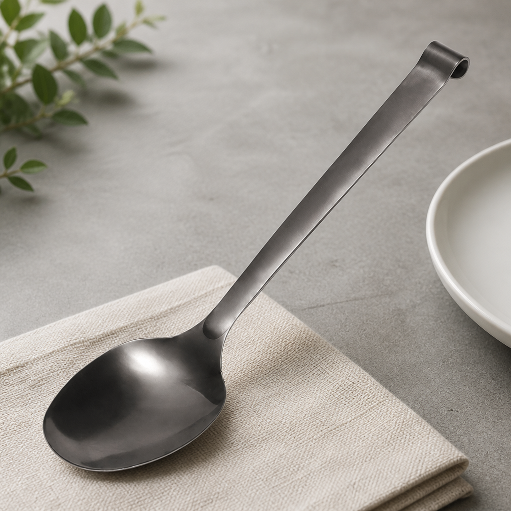 300mm Commercial Black Serving Spoons - 10 Pack