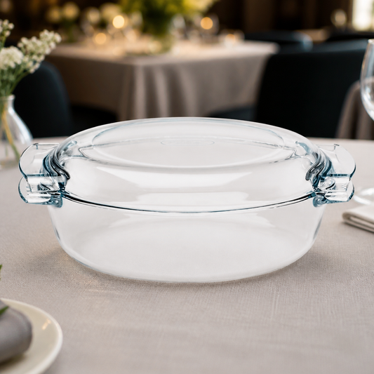 4.5L Commercial Glass Casserole Dish for Ovens and Microwaves