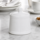 Commercial 250ml White Porcelain Sugar Bowls with Lids - 6 Pack