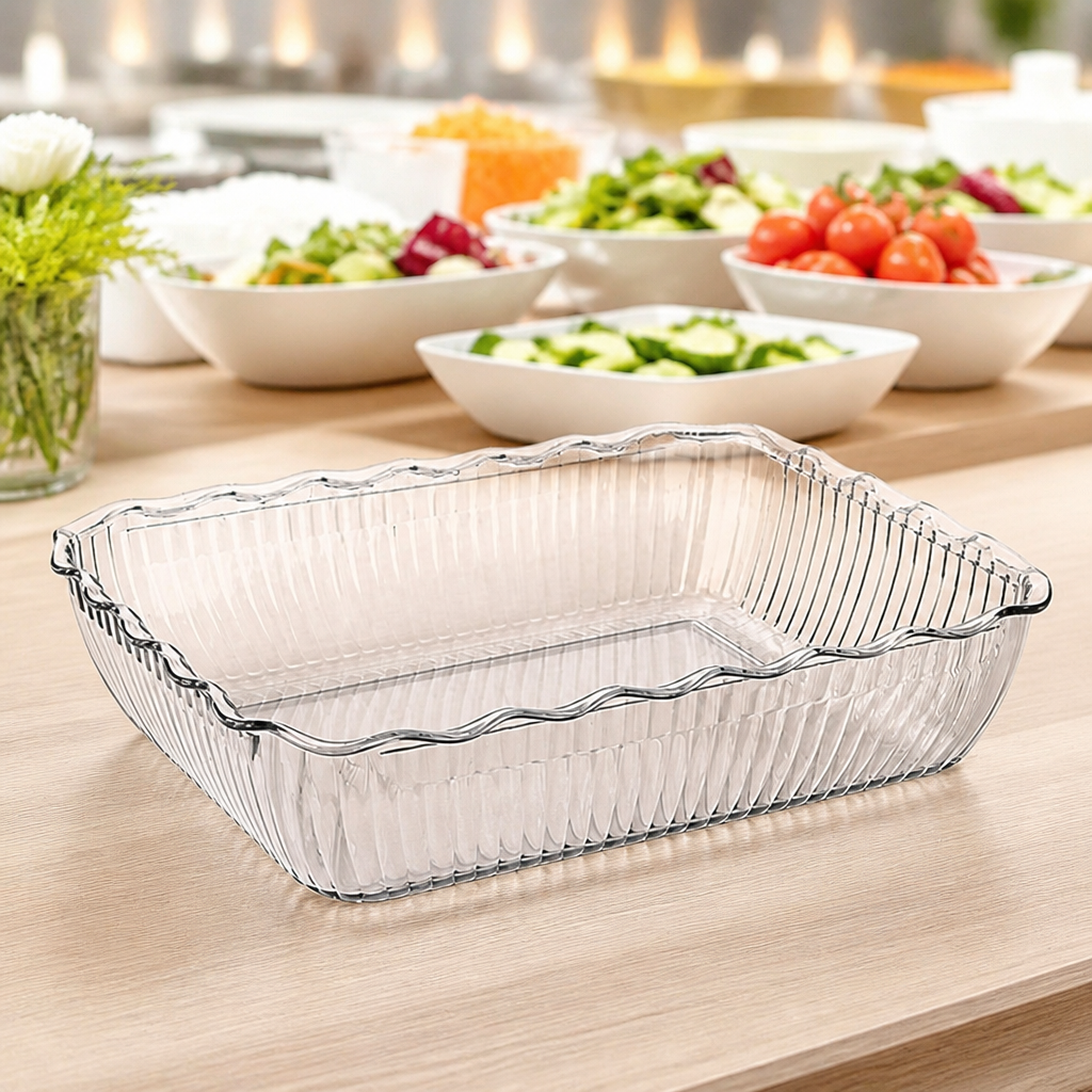 Large Commercial Salad Crock 4.25L Clear SAN Plastic