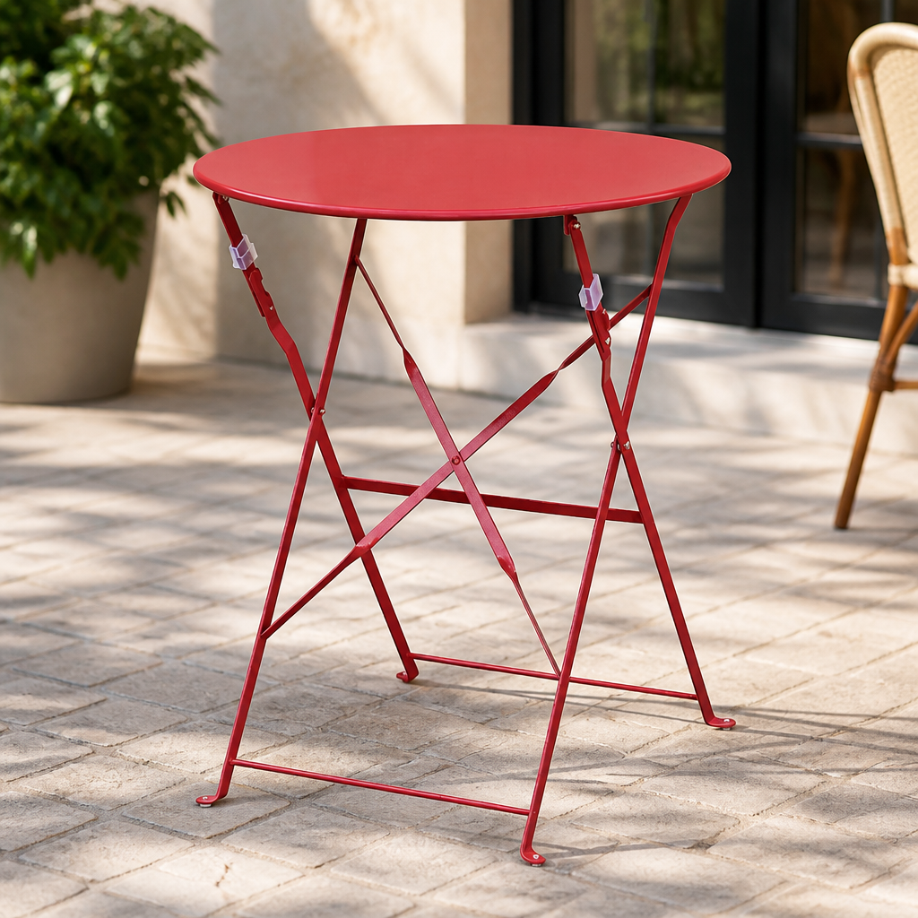 Commercial Outdoor Round Table 600mm Red Pavement Style