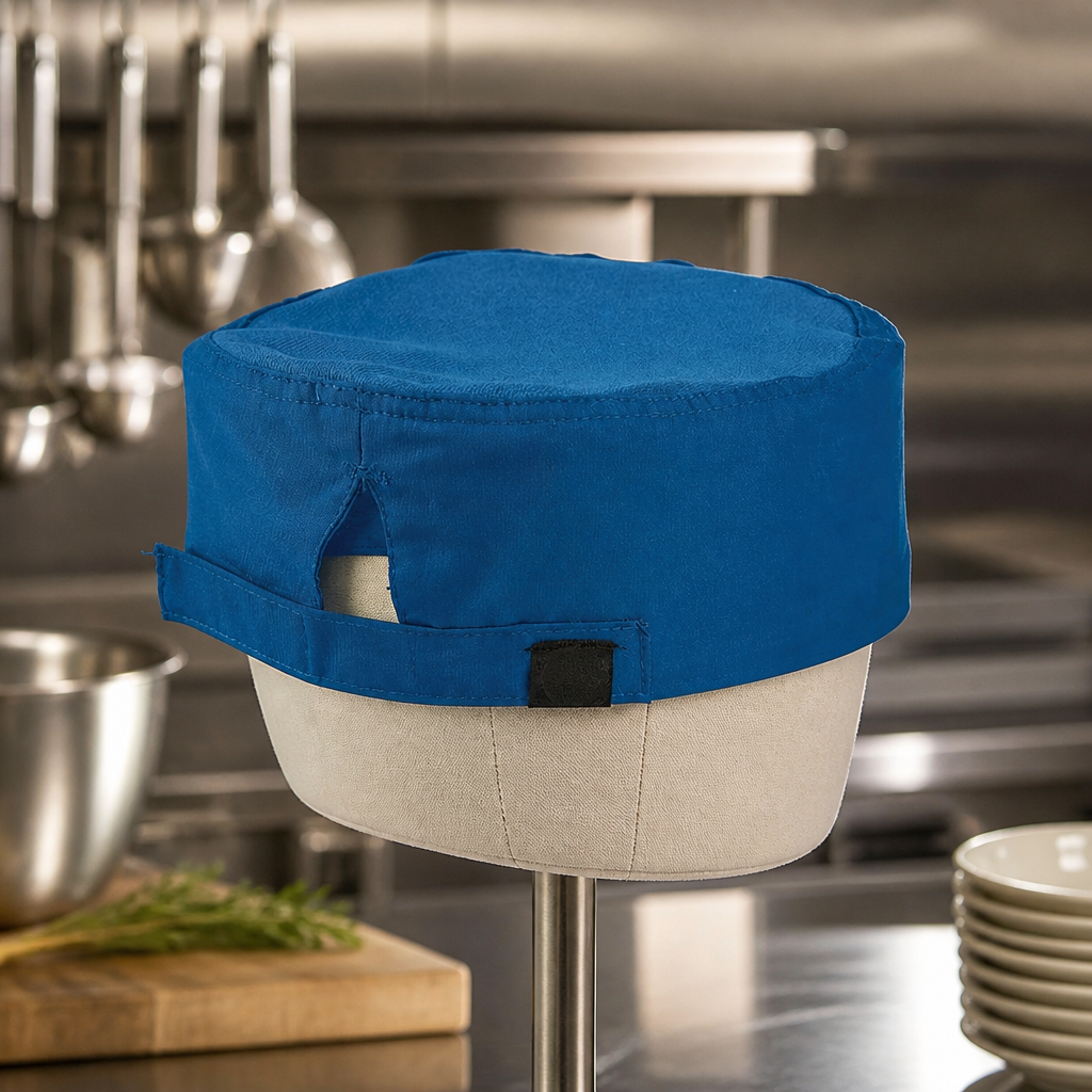 Lightweight Blue Beanie with Cool Vent for Commercial Kitchens