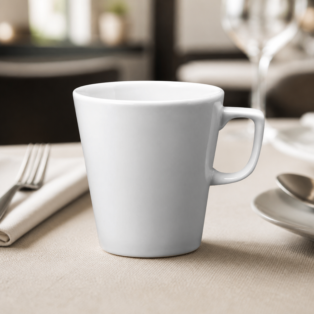 Commercial Cafe Latte Mug 340ml Plain Whiteware 12 Pack