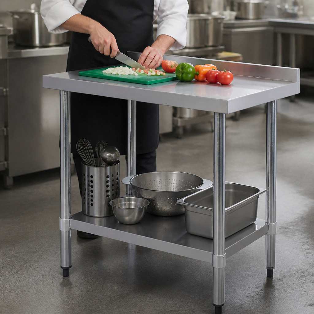 900mm Commercial Stainless Steel Prep Table with Upstand