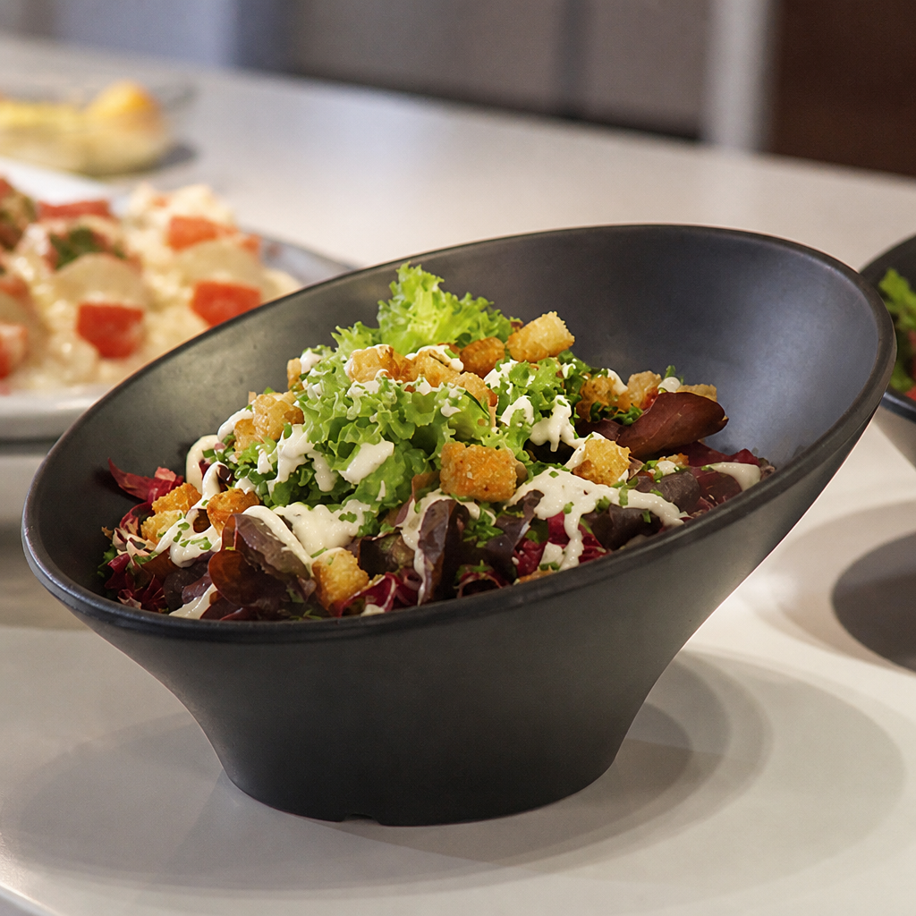 Commercial Melamine Round Sloped Bowl 800ml in Black