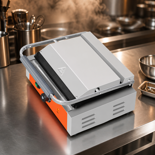 Extra Large Commercial Contact Grill with Flat Plates 375x276mm