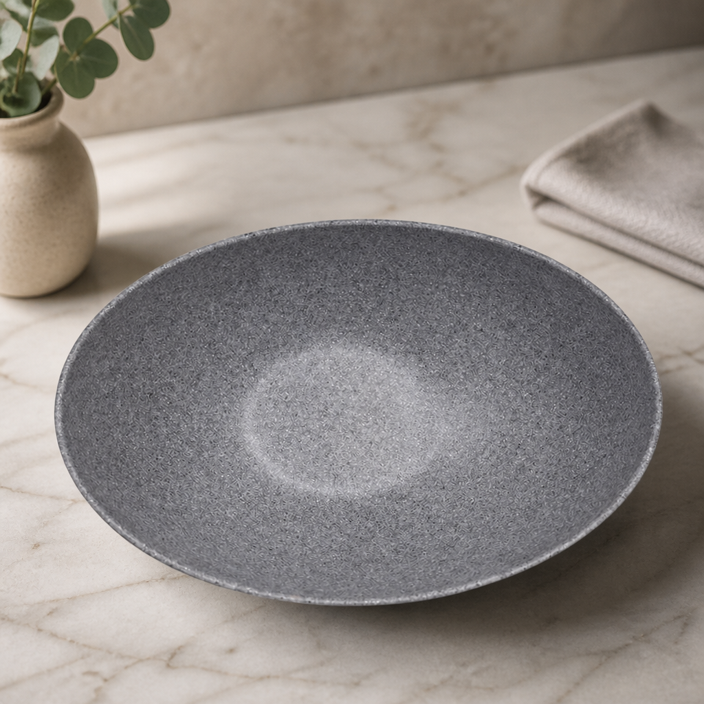 Commercial Melamine Serving Bowl 355mm Granite 2 Pack